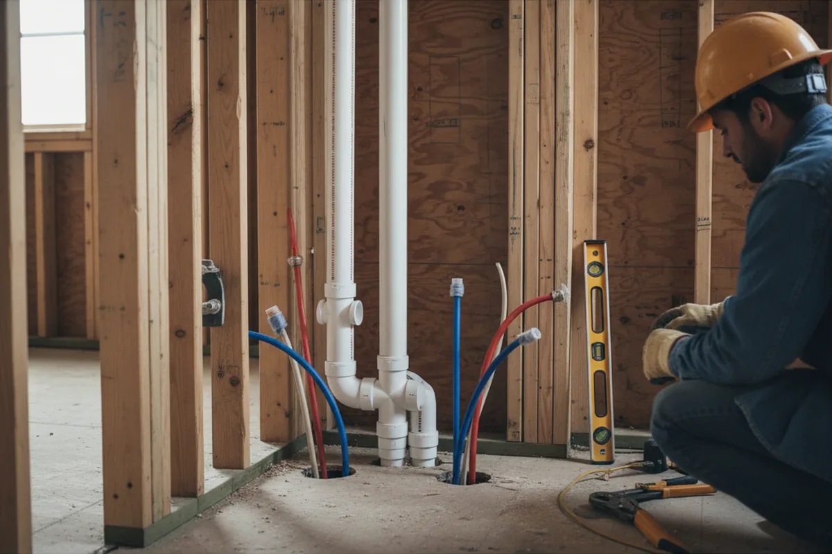 Drain and supply rough-in during Garbage Disposal Repair in Liverpool